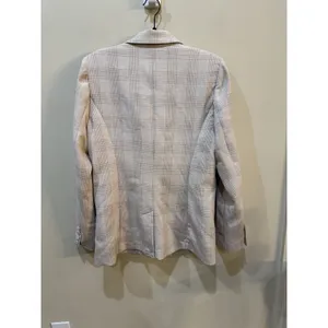 House of Harlow 1960 Plaid Cream & Tan Blazer Double Breasted Size Medium 90's thumbnail 4