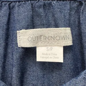 Outerknown Button Front Blouse Small Blue Chambray Coastal Boho Sustainable Top thumbnail 8