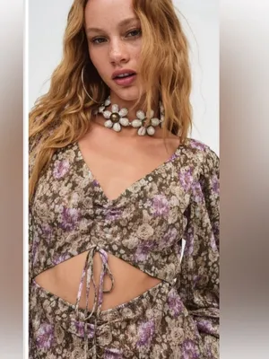 For Love & Lemons Lavender Wynne Floral Cutout Maxi dress NWT thumbnail 2