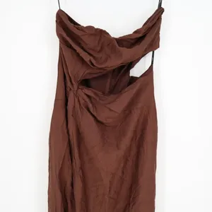 Lulus Sheath Dress Women's Large Brown Cutout Zip Back Slit Spaghetti Strap thumbnail 4