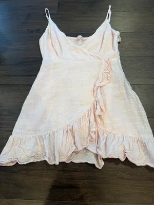 PacSun Lottie Moss Pastel Pink Ruffle Wrap Mini Dress - Size XS - C33-083 thumbnail 4