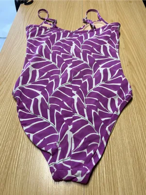Garnet Hill Purple Tropical Leaf Ruched One Piece Swimsuit Size 6 thumbnail 8