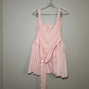 Finesse Pink Cotton Poplin Basque Waist Mini Dress Sleeveless Back Tie Size M thumbnail 5