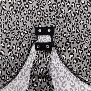 Leopard Print Bodysuit Large Sleeveless Stretch Snap Bottom Gray thumbnail 5