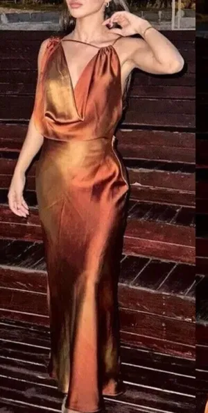 NWT ZARA Drape Satin Midi Dress Sz XS thumbnail 1