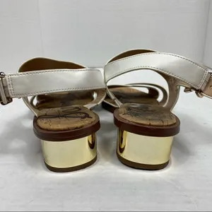 Sam Edelman Teena White Strap Gold Heeled Sandals thumbnail 3