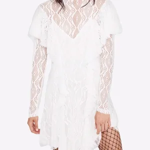 NWT Free People White Lace Fit And Flare MiniDress Small Ruffle Fairy thumbnail 5