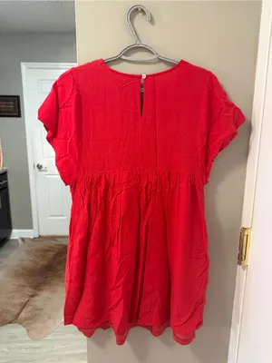 Entro Red Boho Embroidered Peasant Tunic Dress – Size Small thumbnail 8