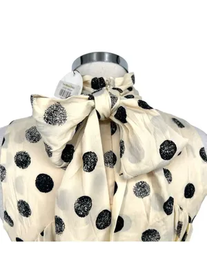 Urban Daizy Maeve Retro Polka Dot Sleeveless Dress Cream Black Size Medium NWT thumbnail 5