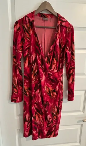 J Jill Stretch Wrap Dress Red pink Size S thumbnail 1