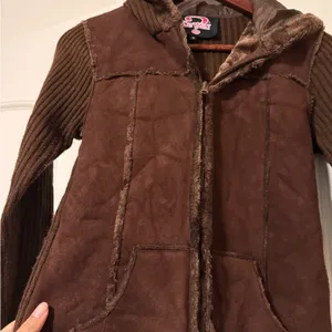 Y2K Cozy Brown Teddy Jacket with Hood Size M thumbnail 2