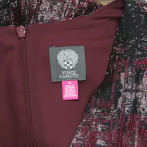 NWT Vince Camuto Womens Jacquard Fit & Flare Puff-Sleeve Dress Wine Red Multi 16 thumbnail 7