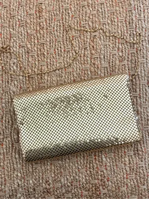 Gold Mesh Evening Clutch handbag with Chain Strap thumbnail 3