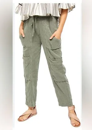 Free People Green Cargo Pants inside seam: 25 Size: S thumbnail 1