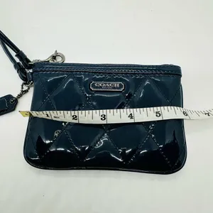 Coach Women's Dark Blue Poppy Patent Leather Coin Wristlet Purse thumbnail 9