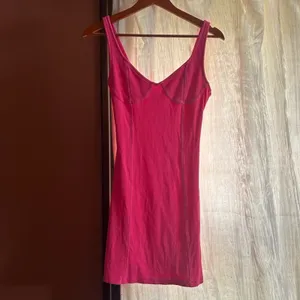 Aerie Ribbed Corset Bodycon Mini Dress‎ in Hot Pink Neon Size M thumbnail 3