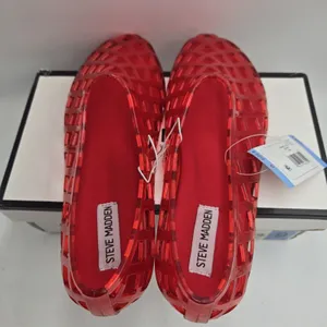 Steve Madden Codi Red Jelly Flats Women’s Size 9 Caged Latice Slip On Shoes NWT thumbnail 5