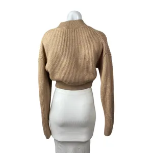 Aritzia Babaton 100% Wool Guell Women's Brown Ribbed Sweatshirt Sweater Top Sz S thumbnail 4