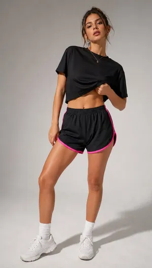 Athletic Dolphin Black Shorts with Neon Pink Trim Size Medium thumbnail 1