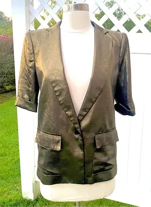 BCBG Maxazria Foley gold metallic blazer thumbnail 1