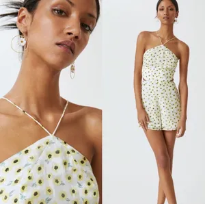 NWT $170 Anthropologie x Hutch Yellow Motif Ditsy Floral Seaside Romper 6 thumbnail 3