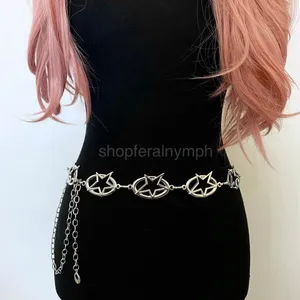 Silver Y2K Oval Star Cutout Chain Belt, Fits 27.5-47.5 Inches, X7GA1285 thumbnail 1