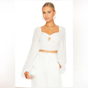 For Love & Lemon Trisha Crop Top in White NWT, $154 Retail thumbnail 3