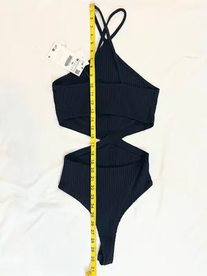 NWT Zara Cut Out Halter Bodysuit – Black – M thumbnail 16