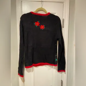VTG 80s Bobbie Brooks Size S Vintage Holiday Sweater Black Embroidered Peace thumbnail 8