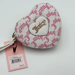 Juicy Couture V-I Heart Juicy Heart Zip Around Wristlet Snow‎ White Chiffon Pink thumbnail 3