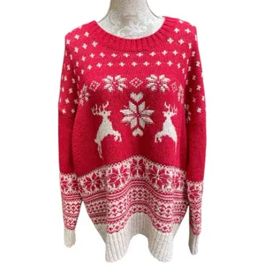 Fat Face UK Wool Blend Fair Isle Red Cream Reindeer Ski Resort Sweater Size 18 thumbnail 7