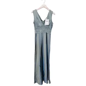 Morrisday The Label Dusty Green Satin Lace V-Neck Midi Dress Size NEW thumbnail 4