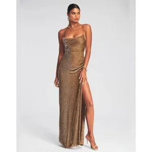 NWT Retrofête‎ Katya Sequin Gown Bronze XS Cowl Neck Maxi Dress $795 thumbnail 2