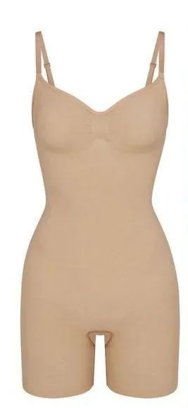 NWOT SKIMS Seamless Sculpt Mid‑Thigh Bodysuit – Desert Size XL, Adjustable Straps thumbnail 1