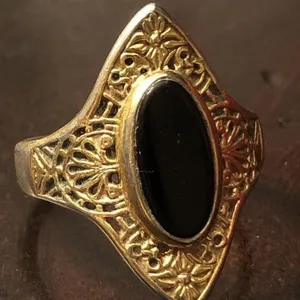 Vintage 18KGP VARGAS Black Center Ring Size 10 thumbnail 1
