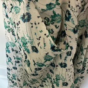 NWT Melloday Floral Print‎ Open Back Dress Teal White Babydoll Peplum Size: XL thumbnail 4