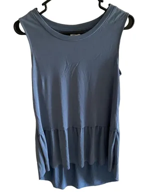 Mote‎ Blue Sleeveless Lightweight Stretchy Tank Top Ruffled Bottom Size S thumbnail 1