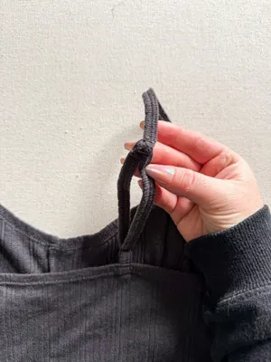 American Eagle Ribbed Cropped Tank Bralette Gray Lace Hem Size Medium thumbnail 3