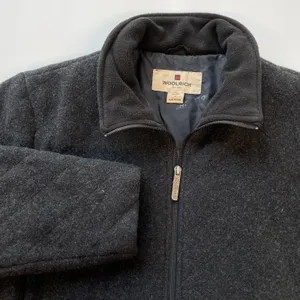 Woolrich Wool Fleece Jacket Womens Large Quilted Classic Minimal Cozy 22707 Onyx thumbnail 4