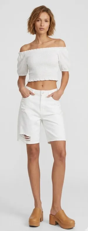 Zara denim shorts in white thumbnail 1