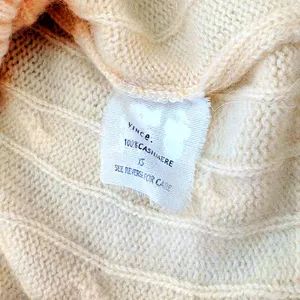 Vince 100% Cashmere Cable Knit Sweater XS Ivory Cream Elbow Patch Made USA thumbnail 8
