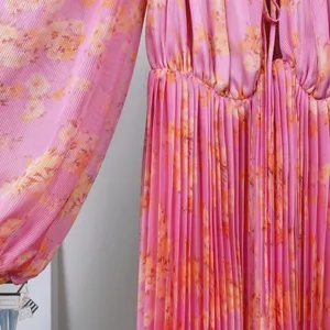Keepsake the Label One Touch Candy Blossom Pink Floral Pleated Asymmetrical Midi thumbnail 3