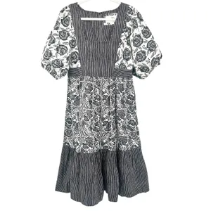 BloomingPrint Anthropologie Adrienne Floral Mixed Print Flounced Midi Dress 10‎ thumbnail 3