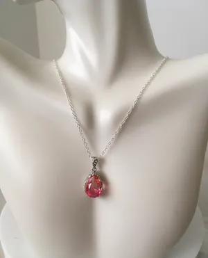 Pink Teardrop Necklace thumbnail 1