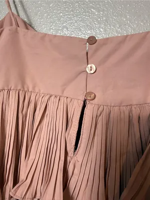 Zara XS Blush Pink Pleated Layered Ruffle‎ Asymmetrical Cami Crop romantic Top thumbnail 7