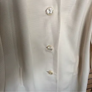 The Women’s Shop Vintage Ribbed Long Cream Button Trench Over Coat thumbnail 3