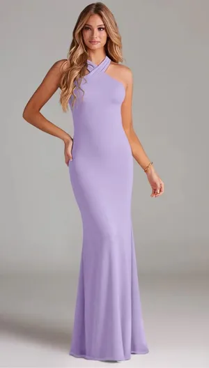 Azazie Doretta Lilac Mermaid Pleated Chiffon Dress thumbnail 1
