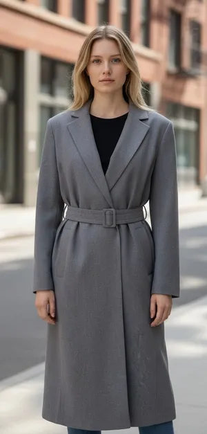 LOFT Versa Gray Belted Long Coat Dress Size M NWT – Tailored Minimalist Style thumbnail 1
