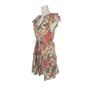 Farm‎ Rio Macaw Bloom Off-White Tropical Floral Cotton Mini Dress XS thumbnail 9