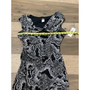JBS Paisley Sequin Bodycon Dress Size M Black White Scoop Neck NWT Made in USA thumbnail 6